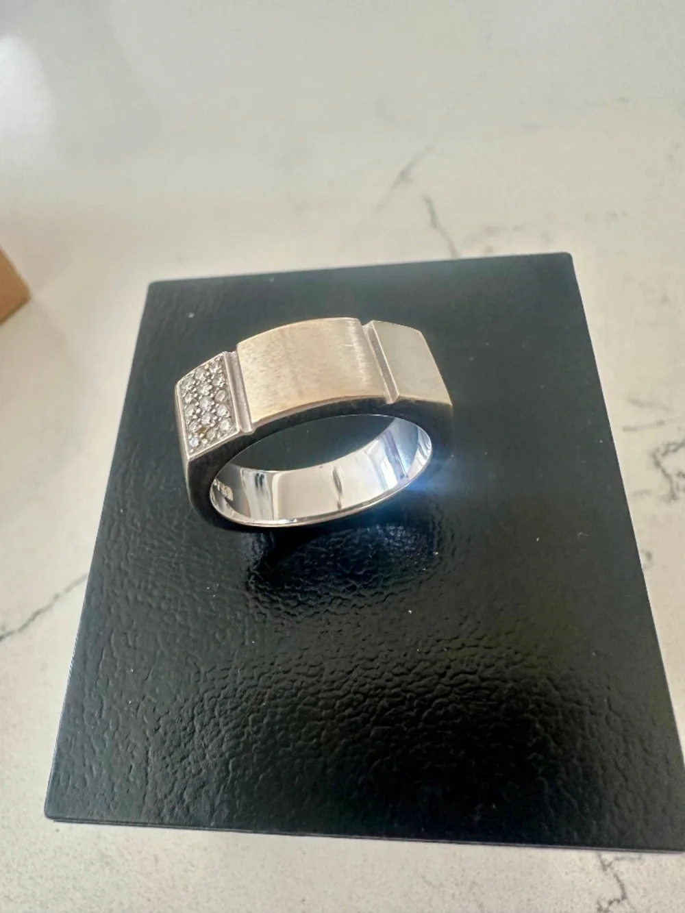 Men’s 18K Solid White Gold and Diamond Ring by Unique - Pre Owned - Very Good